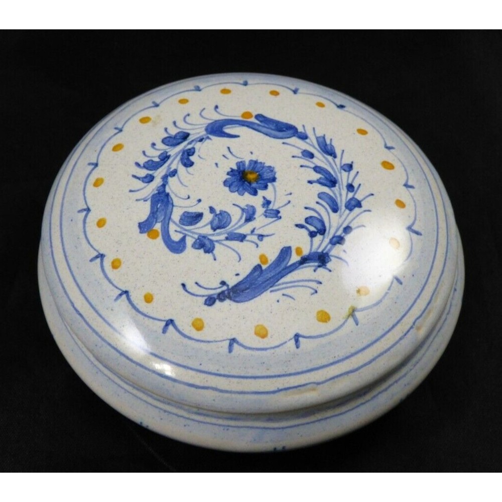 Vintage Porcelain Ceramic Flower Trinket Box Dipinto A Mano Italy Hand Painted